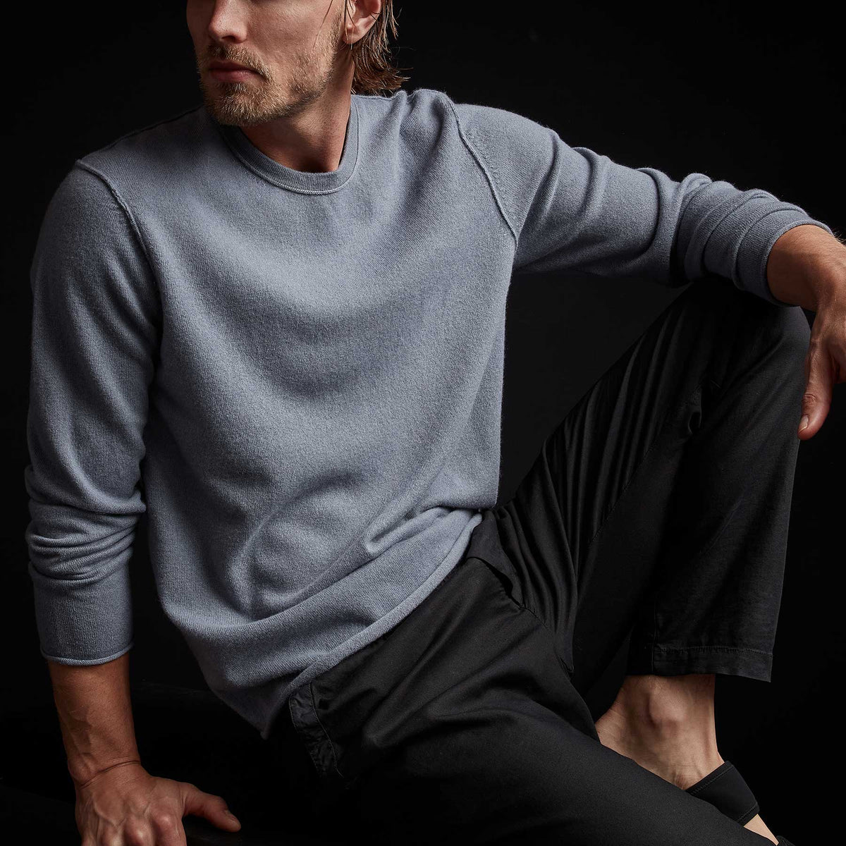 Recycled Cashmere Crew Neck Sweater in Storm | James Perse Los Angeles