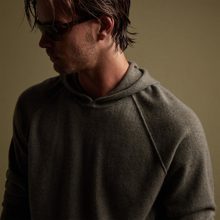 Recycled Cashmere Hooded Sweater in Ammo | James Perse Los Angeles