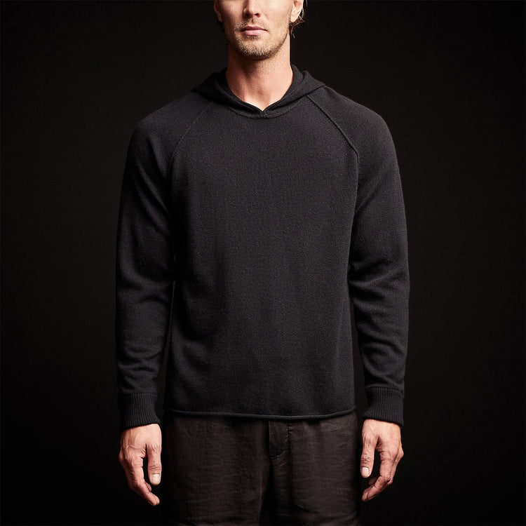 Recycled Cashmere Hooded Sweater in Black | James Perse Los Angeles