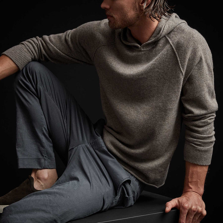 Recycled Cashmere Hooded Sweater in Cement | James Perse Los Angeles