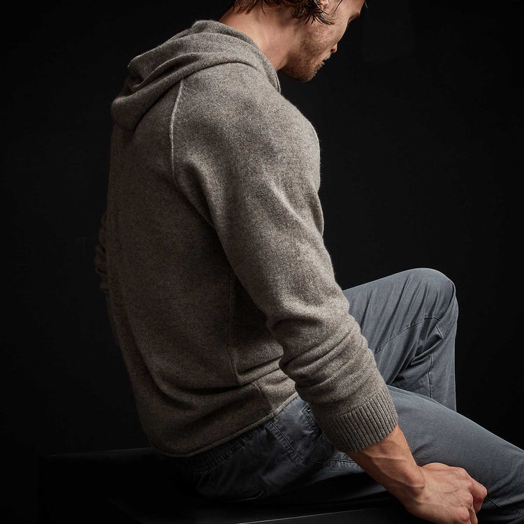 Recycled Cashmere Hooded Sweater in Cement | James Perse Los Angeles