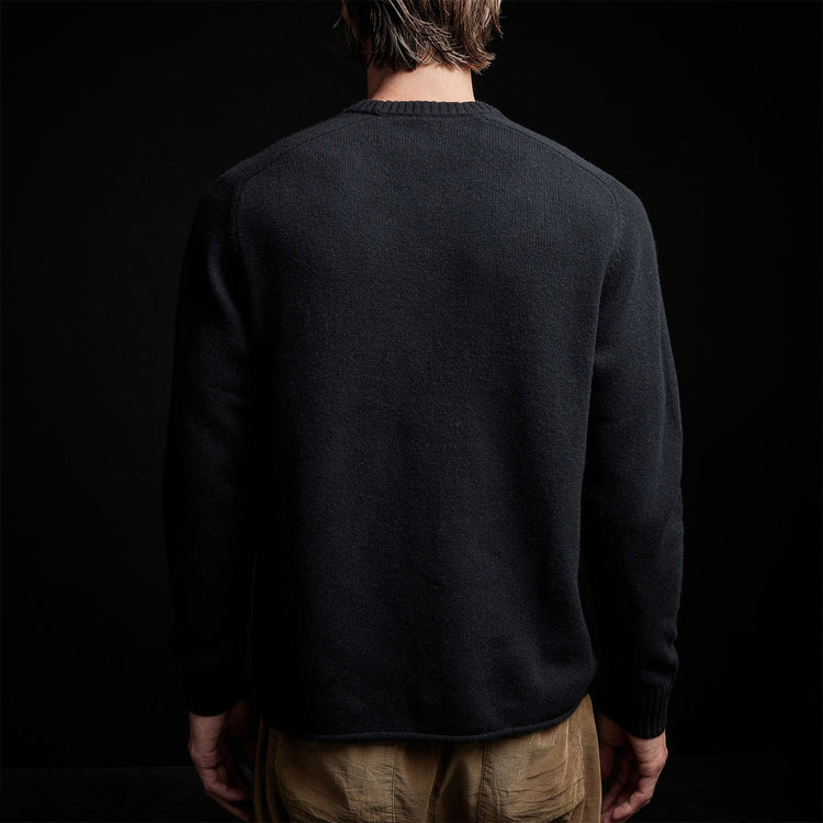 Recycled Cashmere Saddle Shoulder Crew in Black | James Perse Los Angeles