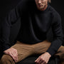 Recycled Cashmere Saddle Shoulder Crew in Black | James Perse Los Angeles