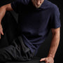Recycled Cashmere Short Sleeve Polo in Navy Blue | James Perse Los Angeles