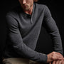 Cashmere Deconstructed Henley in Anthracite | James Perse Los Angeles