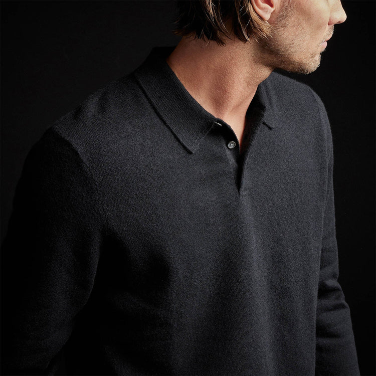 Cashmere Rugby Shirt in Black | James Perse Los Angeles