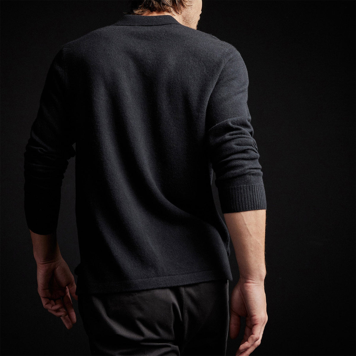 Cashmere Rugby Shirt in Black | James Perse Los Angeles