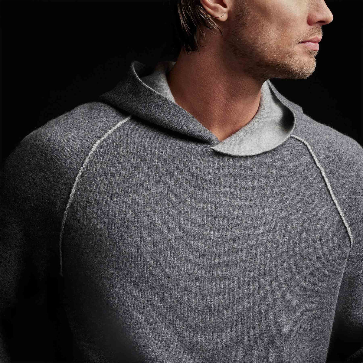 Cashmr Double Bed Raglan Hoodie in Flannel/Grey | James Perse Los Angeles