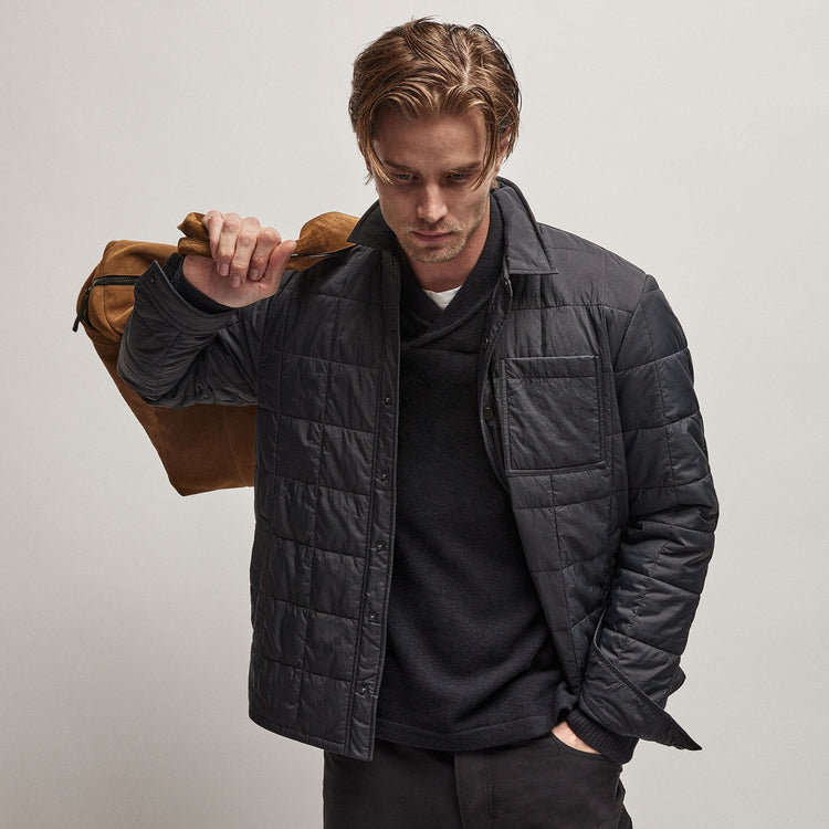 Recycled Cashmere Shawl Collar Sweater in Black | James Perse Los Angeles