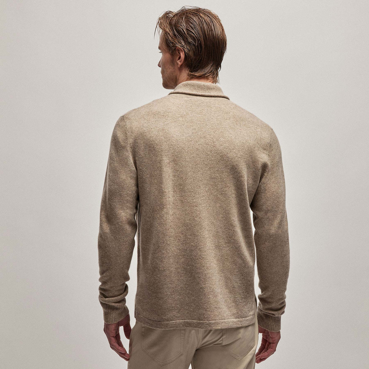 Recycled Cashmere Shawl Collar Sweater in Coyote | James Perse Los Angeles