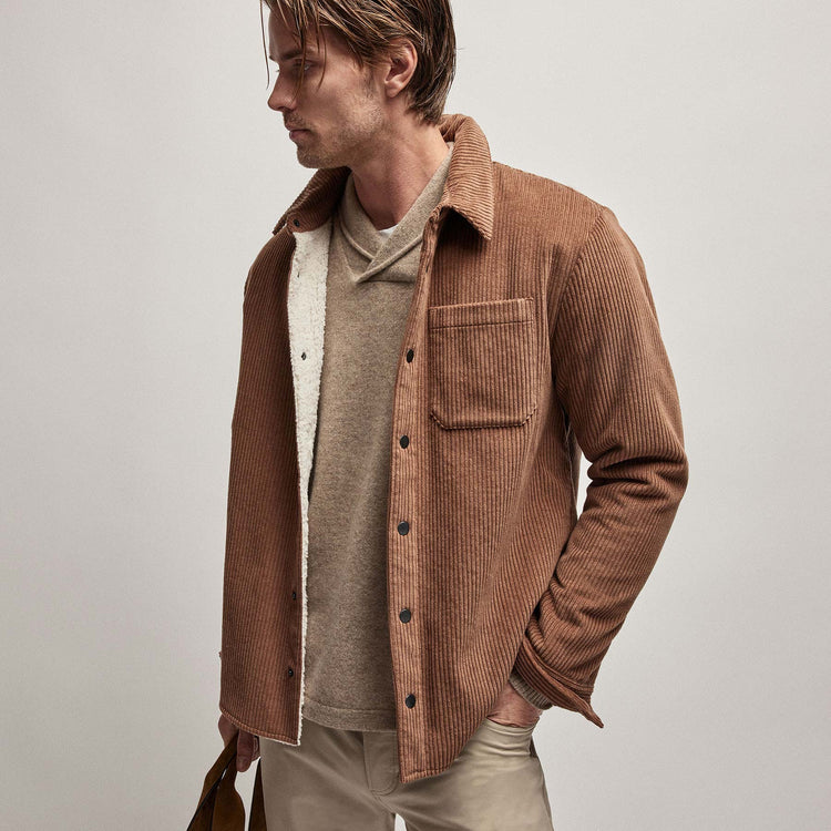 Recycled Cashmere Shawl Collar Sweater in Coyote | James Perse Los Angeles