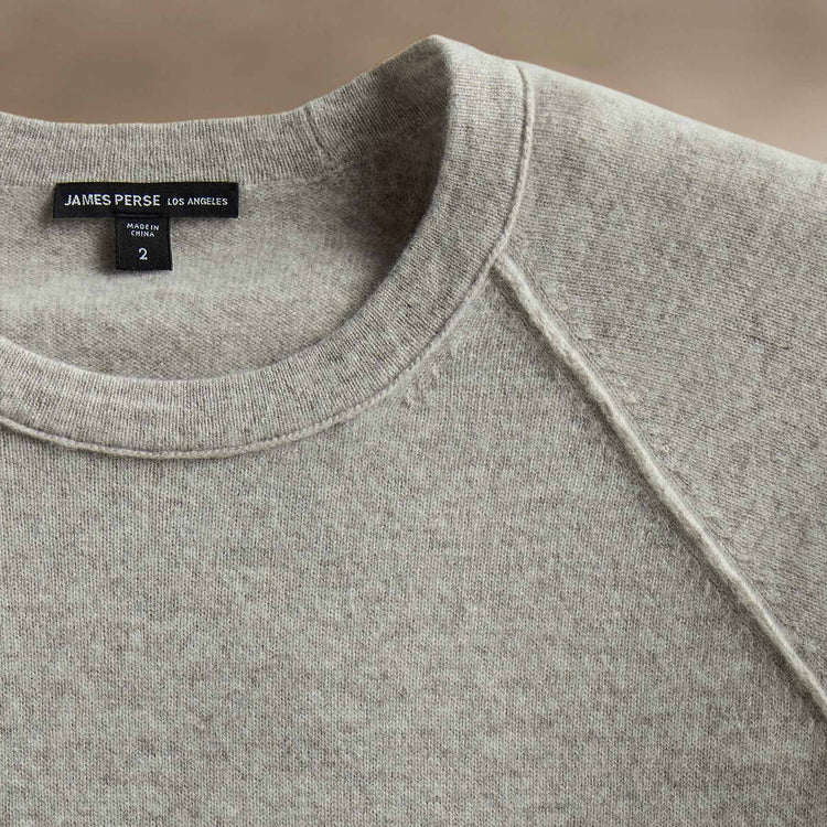 Rcld Cashmere Palm Intarsia Raglan in Stone/Black | James Perse Los Angeles