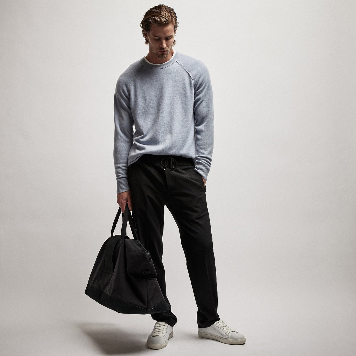 Recycled Cashmere Raglan in Breeze | James Perse Los Angeles