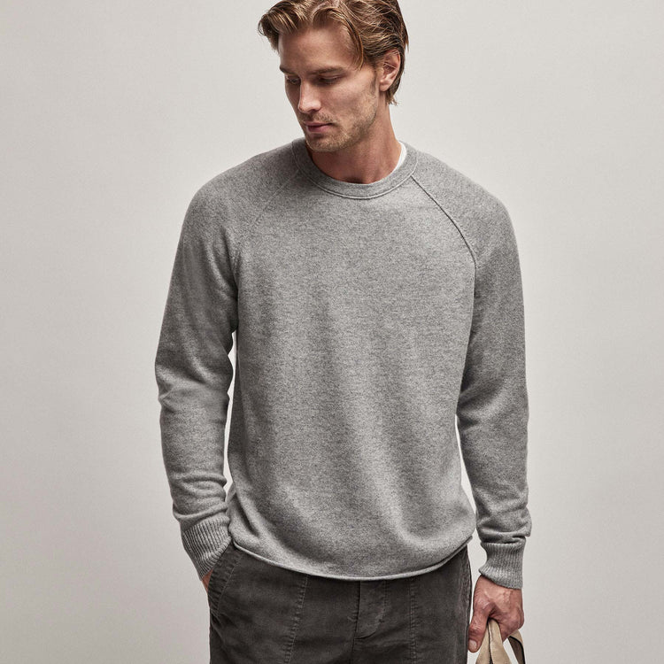 Recycled Cashmere Raglan in Heather Grey | James Perse Los Angeles
