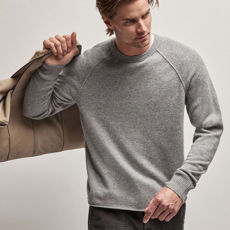 Recycled Cashmere Raglan in Heather Grey | James Perse Los Angeles