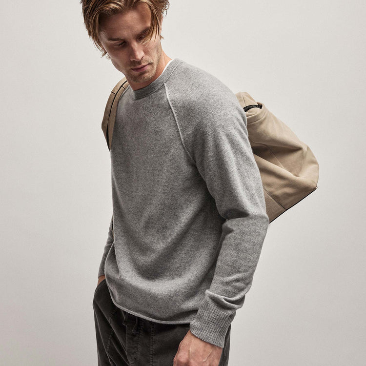 Recycled Cashmere Raglan in Heather Grey | James Perse Los Angeles