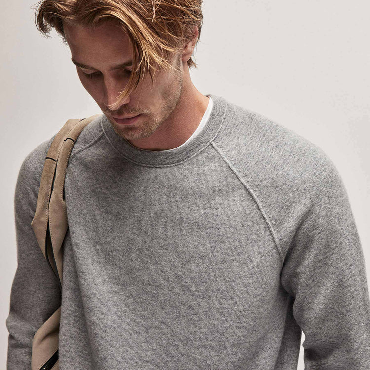 Recycled Cashmere Raglan in Heather Grey | James Perse Los Angeles