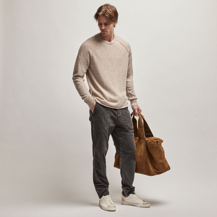 Recycled Cashmere Raglan in Stone | James Perse Los Angeles
