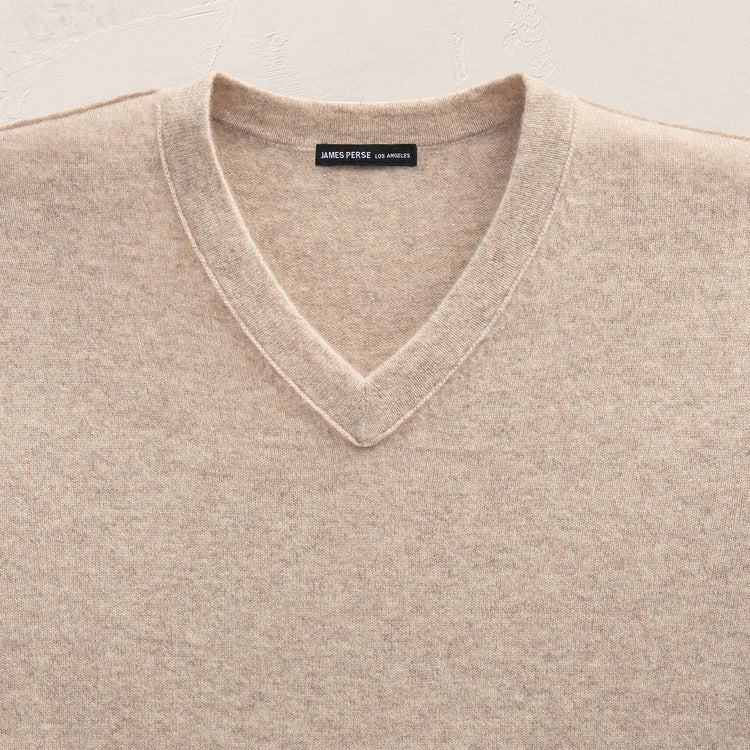 Cashmere V Neck Sweater in Stone | James Perse Los Angeles FLAT