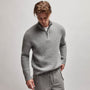 Cashmere Rib Half Zip Sweater in Heather Grey | James Perse Los Angeles