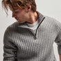 Cashmere Rib Half Zip Sweater in Heather Grey | James Perse Los Angeles