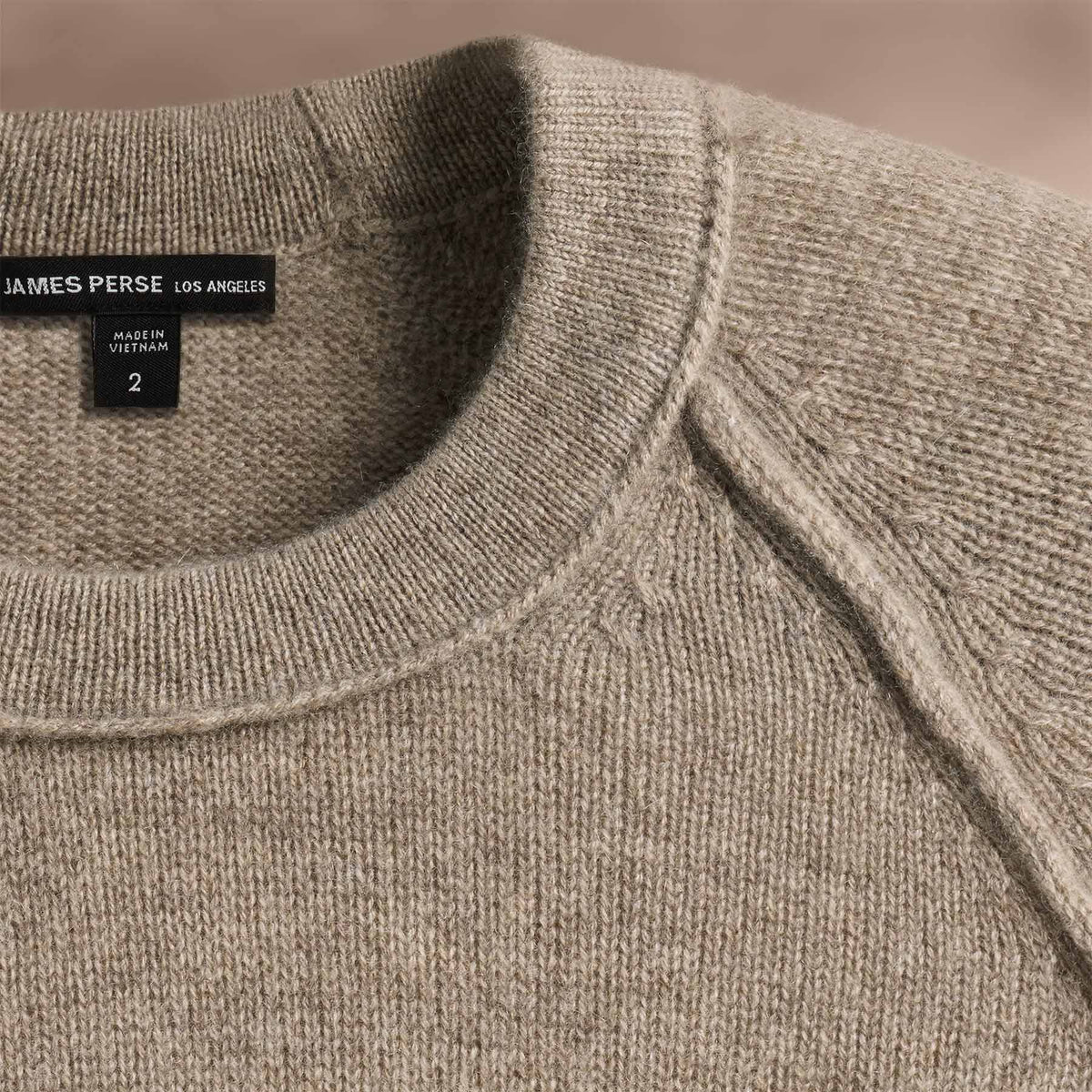 Recycled Cashmere Raglan Crew in Coyote | James Perse Los Angeles