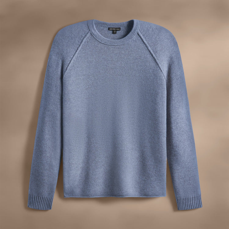 Recycled Cashmere Raglan Crew in Faded Indigo | James Perse Los Angeles