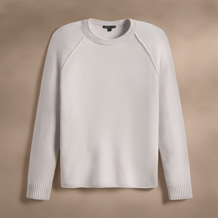 Recycled Cashmere Raglan Crew in Pearl | James Perse Los Angeles