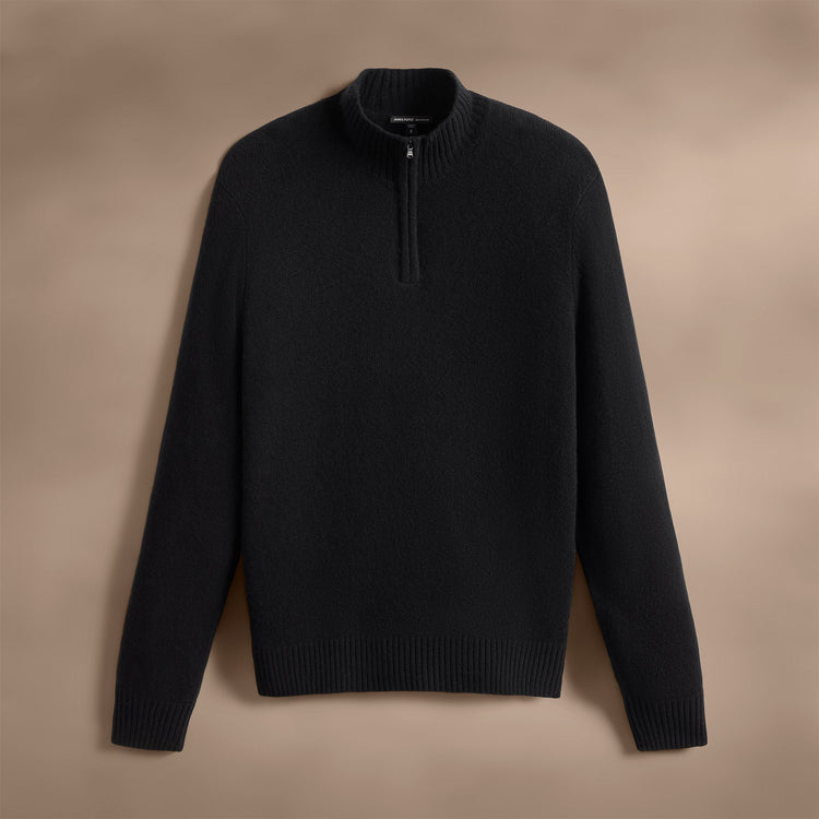 Recycled Cashmere Half Zip in Black | James Perse Los Angeles