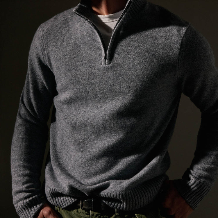 Recycled Cashmere Half Zip  in Heather Grey | James Perse Los Angeles