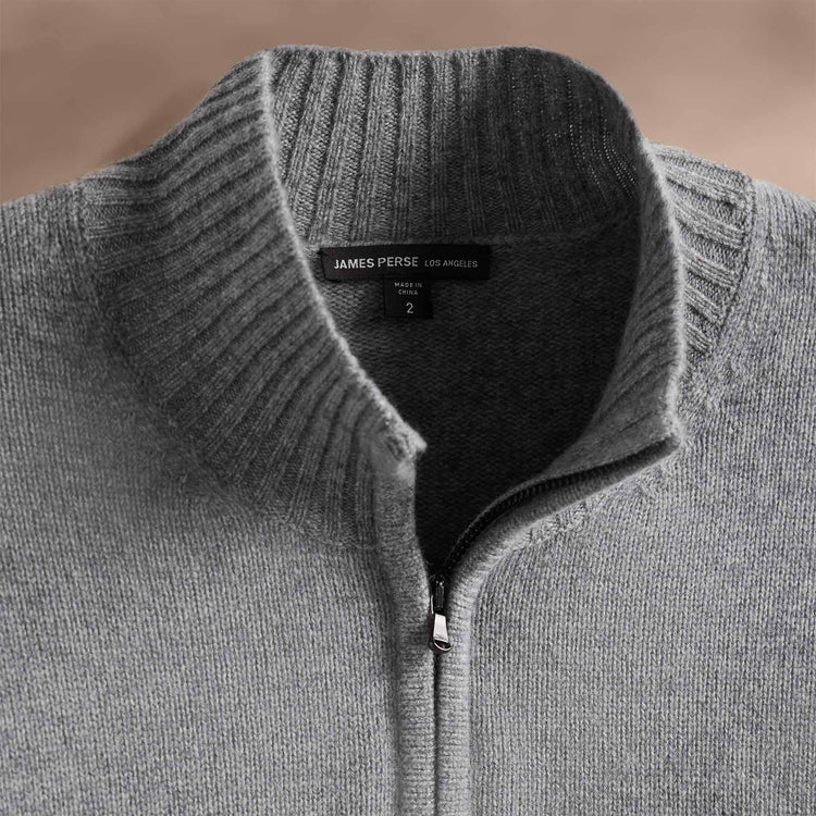Recycled Cashmere Half Zip in Heather Grey | James Perse Los Angeles