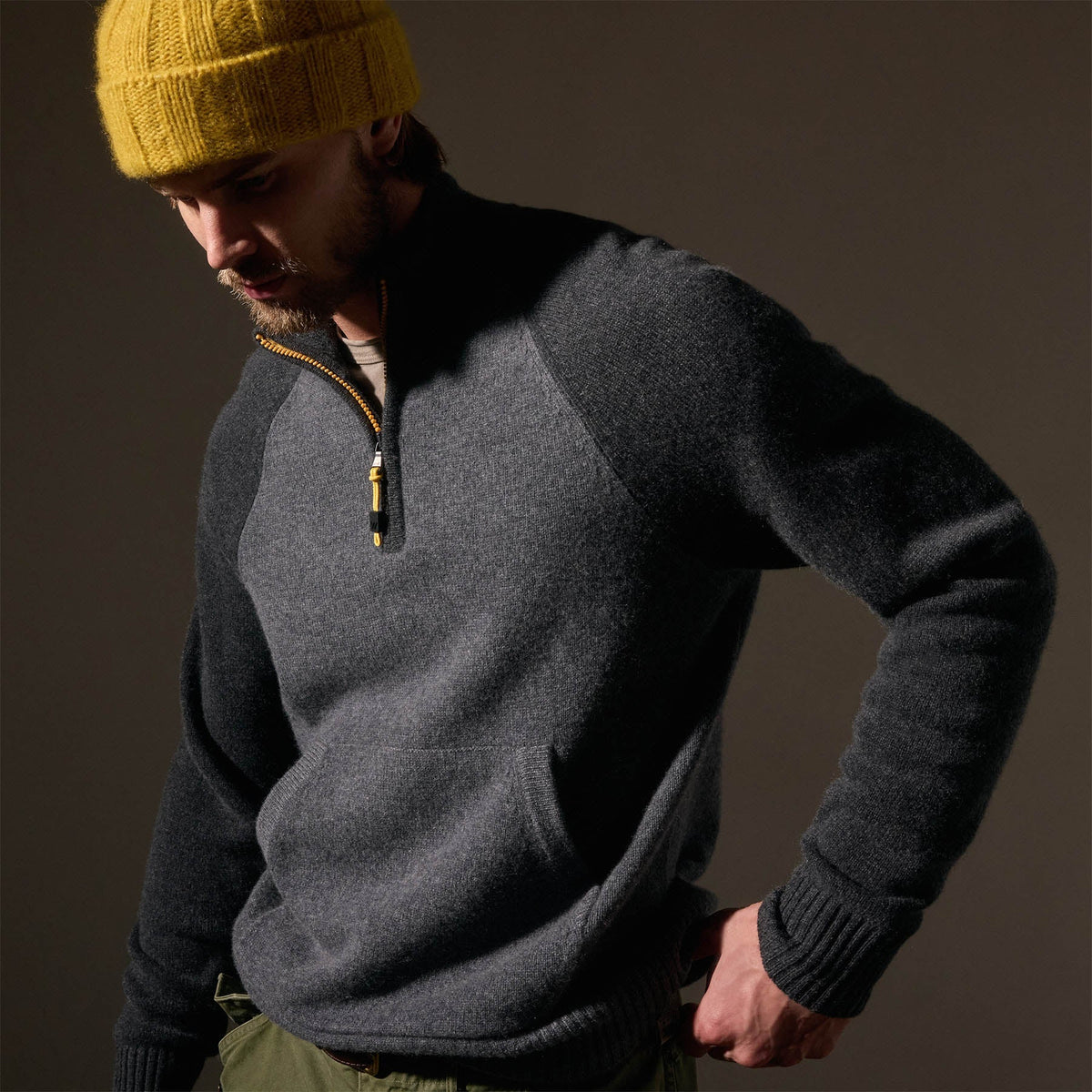Cashmere Track Jacket  in Flannel/Coal | James Perse Los Angeles