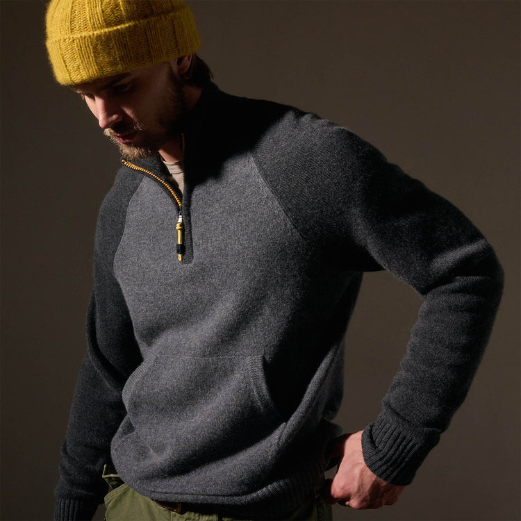 Cashmere Track Jacket  in Flannel/Coal | James Perse Los Angeles