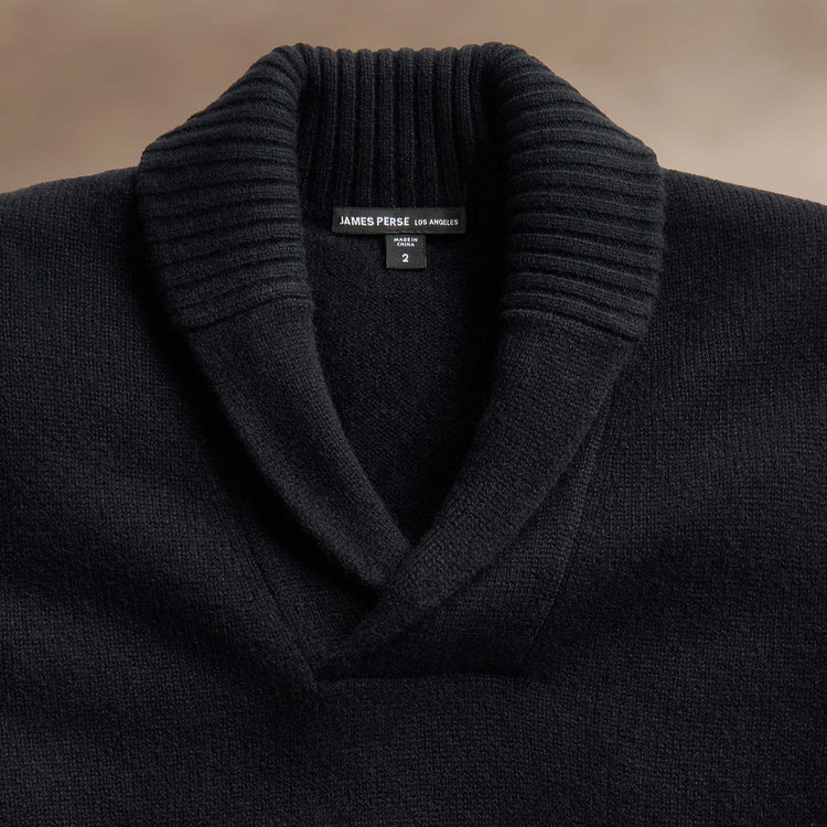 Rec Cashmere Shawl Collar Pullover in Black | James Perse Los Angeles