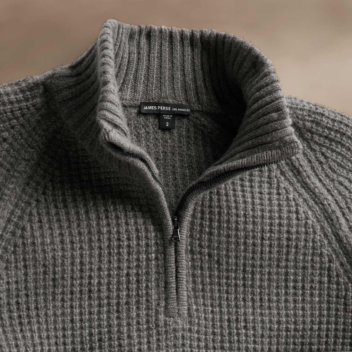 Waffle Half Zip in Granite | James Perse Los Angeles