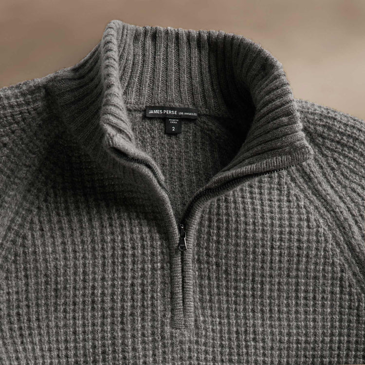 Waffle Half Zip in Granite | James Perse Los Angeles