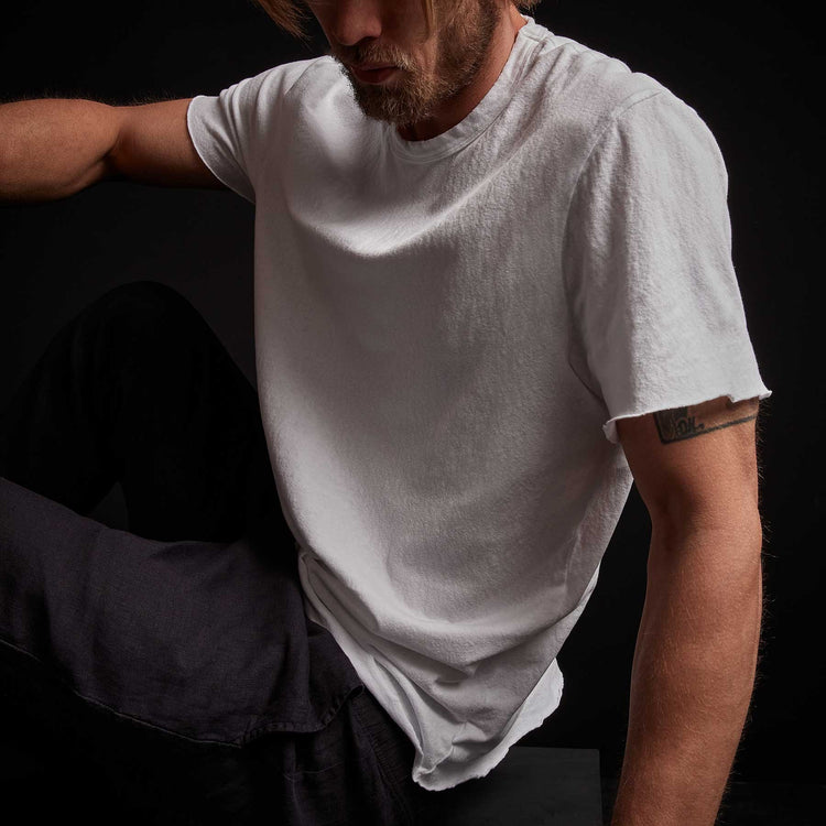 Recycled Brushed Jersey Crew Neck - White | James Perse Los Angeles
