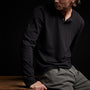 Recycled Brushed Jersey Henley in Black | James Perse Los Angeles 