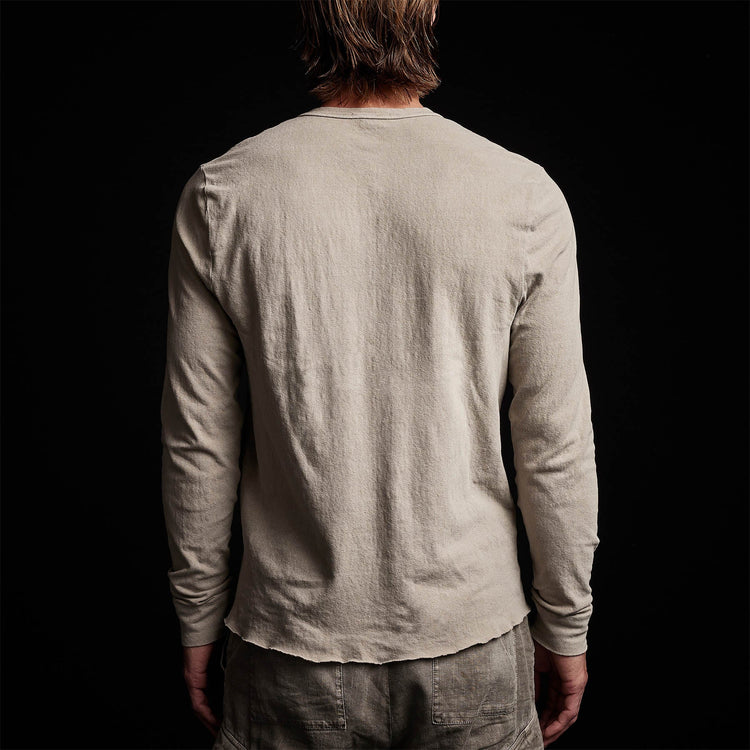 Recycled Brushed Jersey Henley in String Pigment | James Perse Los Angeles