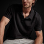 Brushed Jersey Short Sleeve Polo in Black | James Perse Los Angeles