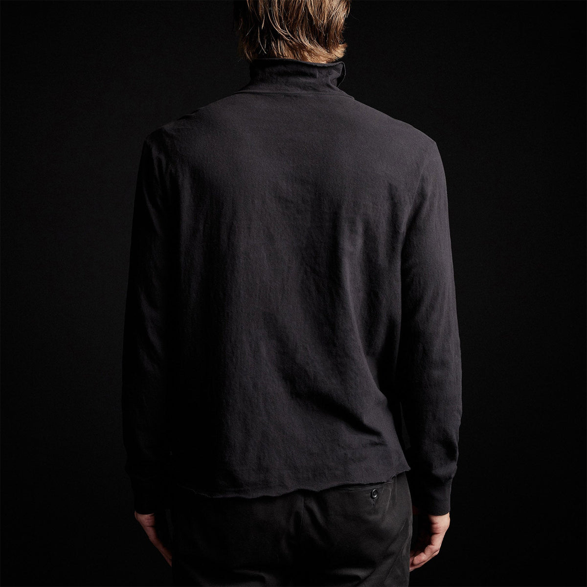 Brushed Jersey Funnel Neck in Black | James Perse Los Angeles 
