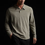 Recycled Brshd Jersey Long Sleeve Polo in Ammo Pigment | James Perse Los Angeles 