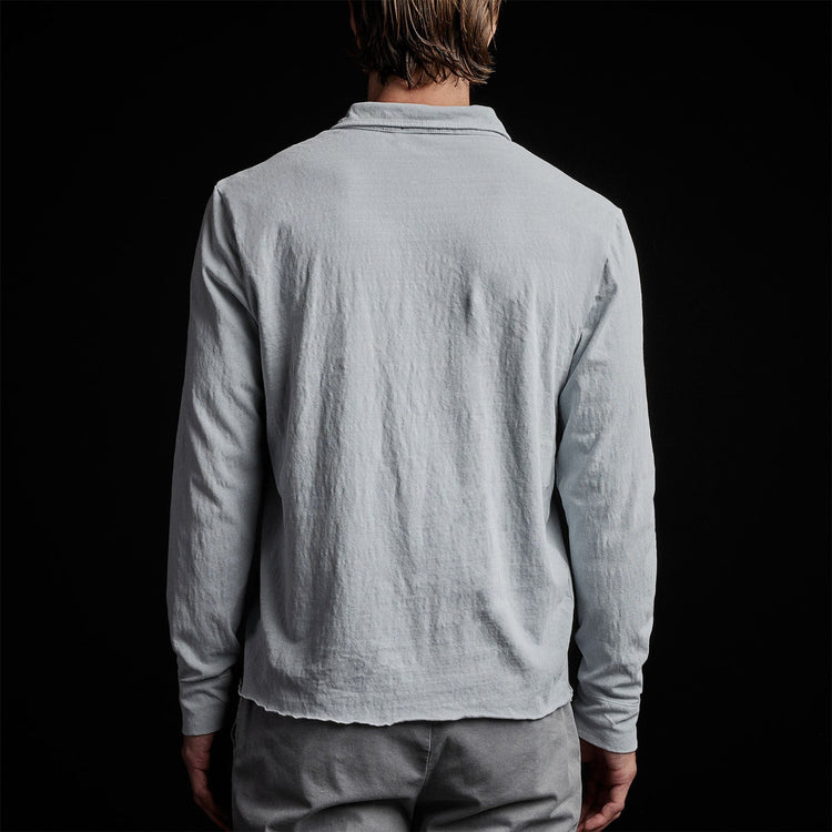 Recycled Brshd Jersey Long Sleeve Polo in Arctic Pigment | James Perse Los Angeles 