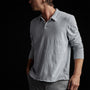 Recycled Brshd Jersey Long Sleeve Polo in Arctic Pigment | James Perse Los Angeles 