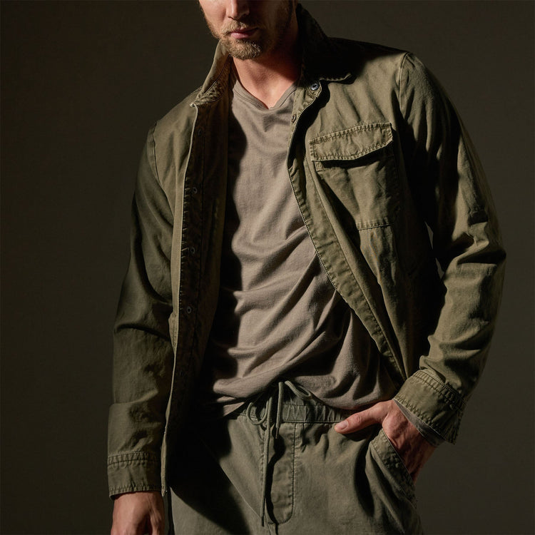 Reverse Cotton Twill Shirt Jacket  in Trooper Pigment | James Perse Los Angeles