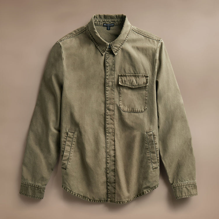 Reverse Cotton Twill Shirt Jacket  in Trooper Pigment | James Perse Los Angeles