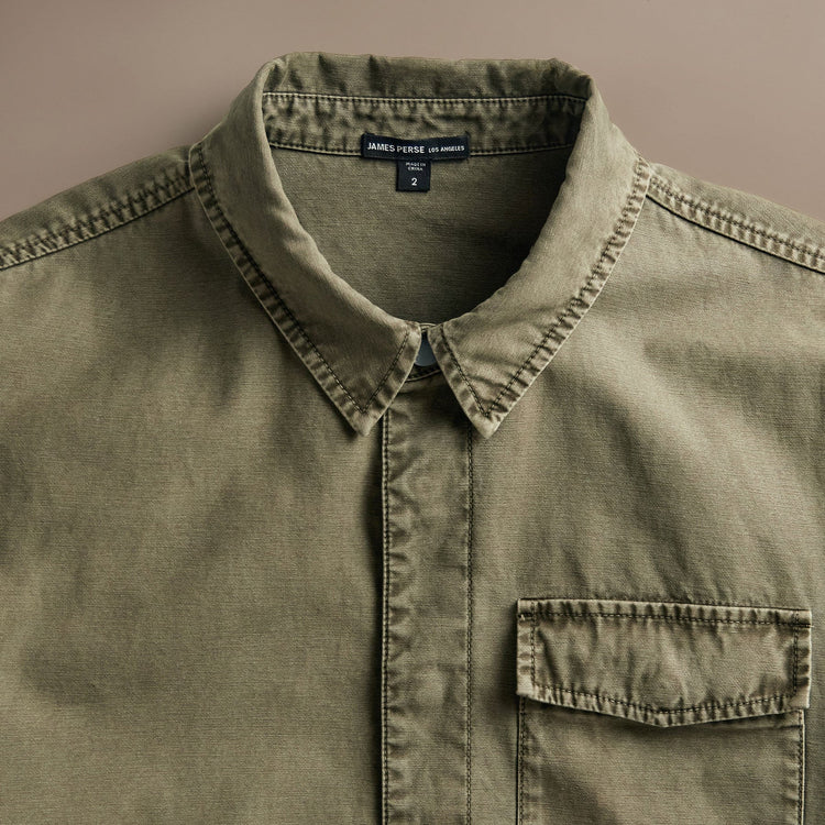 Reverse Cotton Twill Shirt Jacket  in Trooper Pigment | James Perse Los Angeles