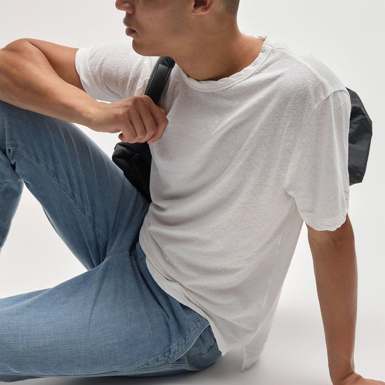 Recycled Cotton Jersey Crew in White | James Perse Los Angeles