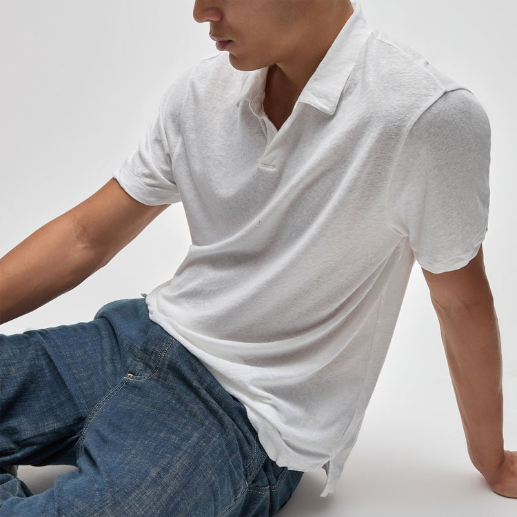 Recycled Cotton Jersey Polo in White | James Perse Los Angeles