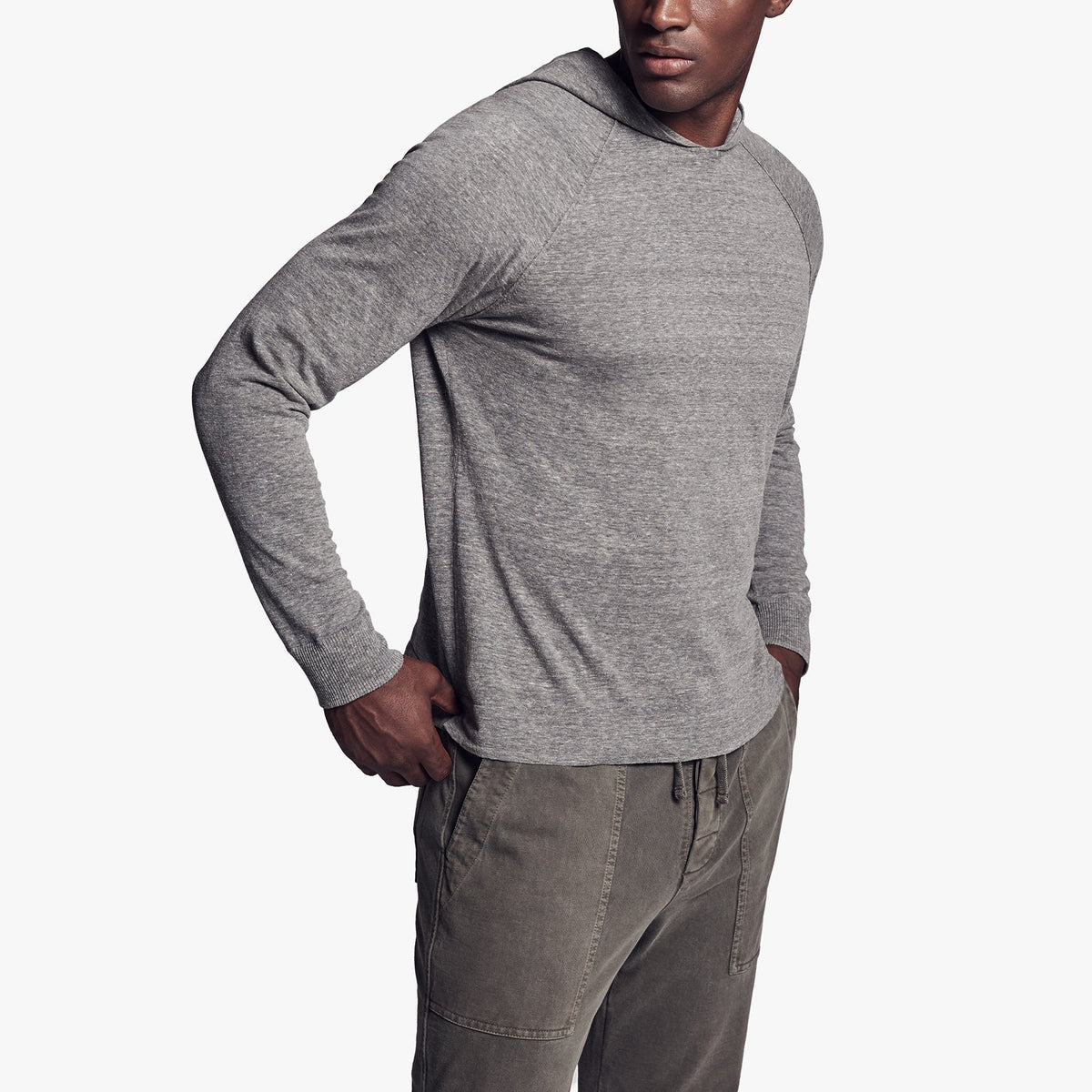Recycled Cotton Hooded Sweater In Charcoal | James Perse Los Angeles